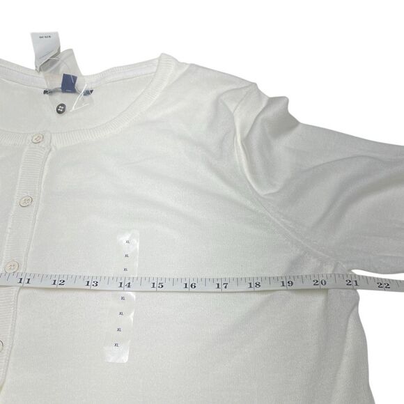 GAP Snowflake Milk White 3/4 Sleeve Crewneck Cardigan Sweater - Picture 5 of 7